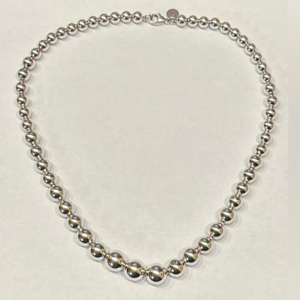 Tiffany & Co Hardwear Graduated Ball Bead Necklace - 925 Silver - 16” - Picture 10 of 15
